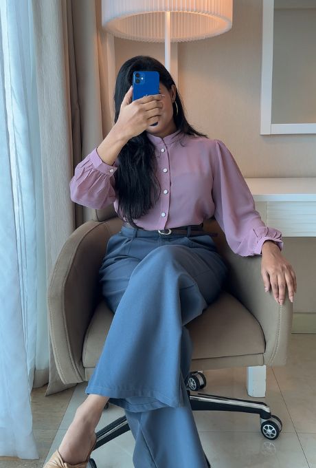Sheer Aura Blouse Dusky Pink