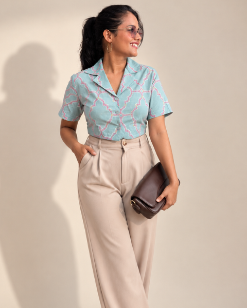 Celest Petals Top_Aqua green