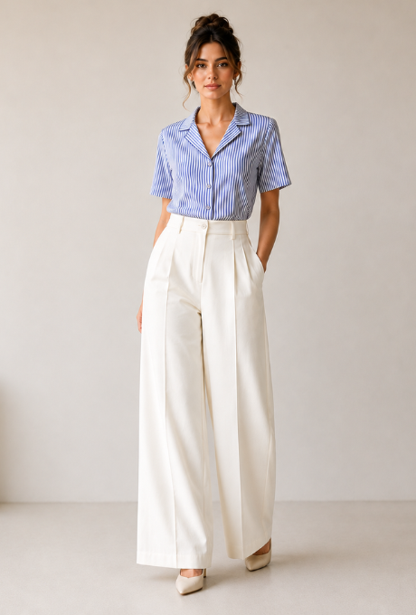 Tailored Wide-Leg - Antique White