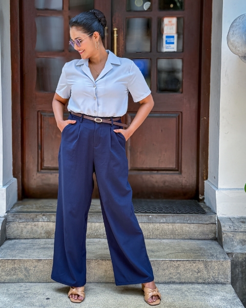 Tailored Wide-Leg - Navy Blue