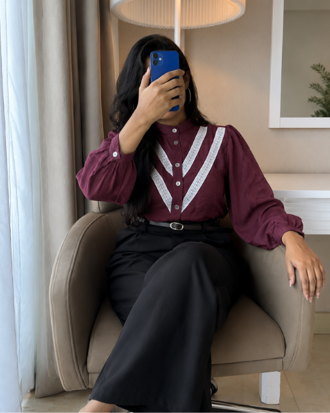 Silk Aura Blouse _ Maroon