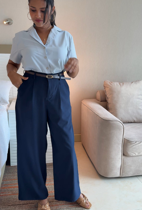 Tailored Wide-Leg - Navy Blue